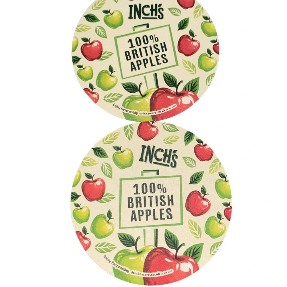 Inch’s Medium Apple Cider Coasters Set‎ of 2 Vintage Style Pub Beer Mats